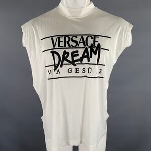 VERSACE Size M White Print Muscle T-shirt